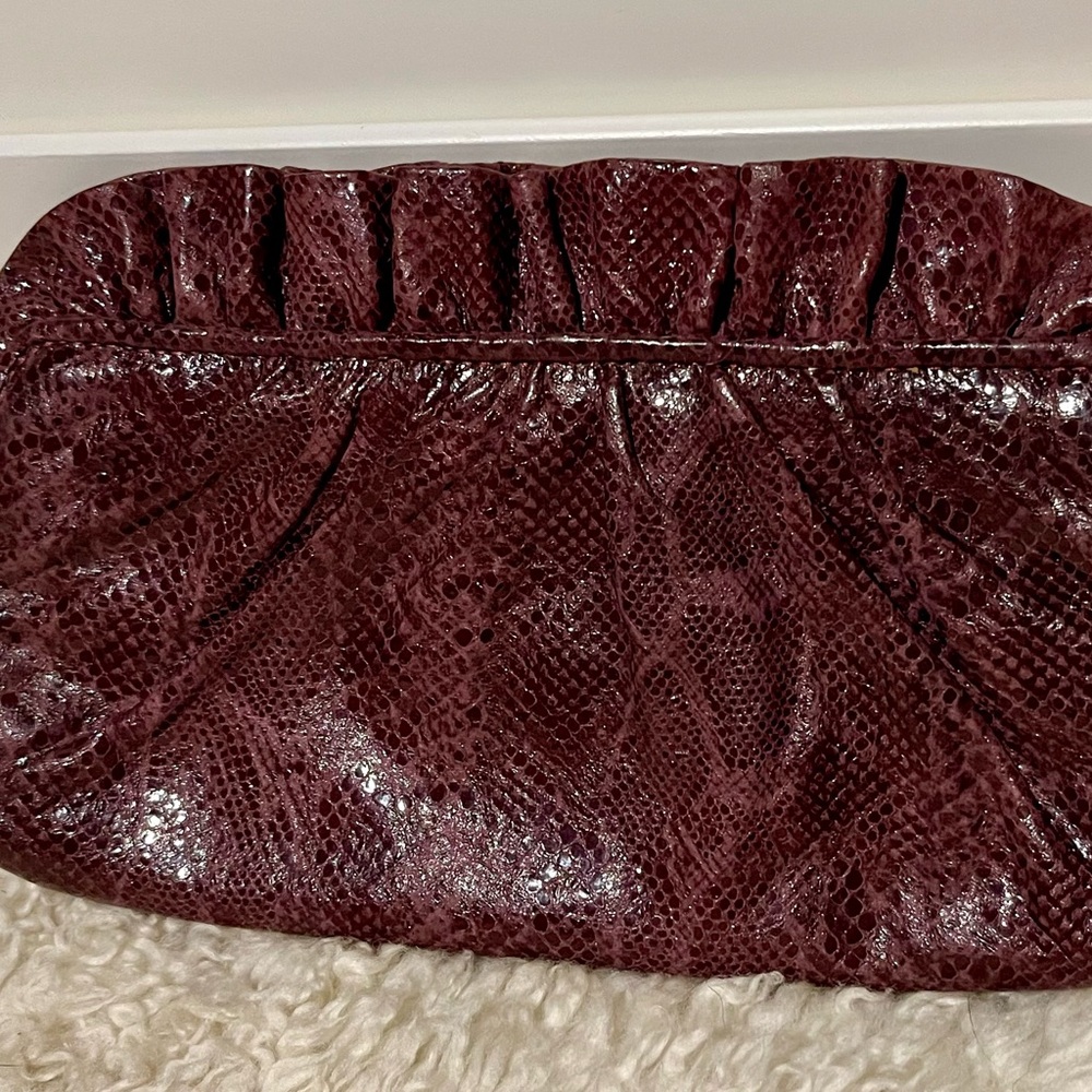 Lauren Merkin Burgundy Leather Clutch